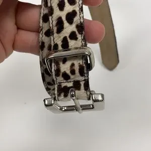 Express Faux Leopard Fur Belt Leather & Suede Animal Print Faux Fur Belt from Express Gold  main image 2